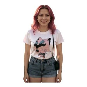 Stance The Crop T Pink Kitty Graphic Tee by Cheyne Brooking Women’s Size S